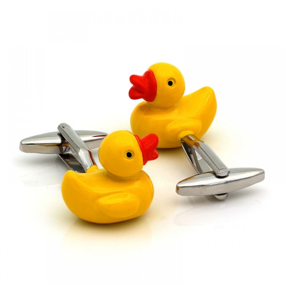 Kemstone Lovely Yellow Duck Design Sliver Color Cufflinks Fancy Gifts Personalized Cuff Links For Men Jewelry Wholesale