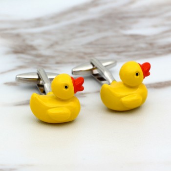 Kemstone Lovely Yellow Duck Design Sliver Color Cufflinks Fancy Gifts Personalized Cuff Links For Men Jewelry Wholesale