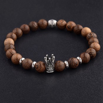 Amader Hot Men Natural Wood Beads Cross Bracelets Onyx Meditation Prayer Bead Bracelet Women Wooden Yoga Jewelry ABJ003
