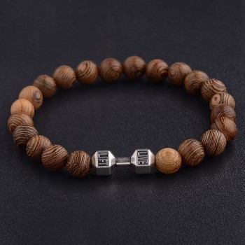 Amader Hot Men Natural Wood Beads Cross Bracelets Onyx Meditation Prayer Bead Bracelet Women Wooden Yoga Jewelry ABJ003