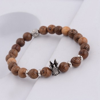 Amader Hot Men Natural Wood Beads Cross Bracelets Onyx Meditation Prayer Bead Bracelet Women Wooden Yoga Jewelry ABJ003