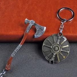 SC Fashion jewelry God Of War 4 Kratos Axe Keychains Exquisite Crystal Carved pattern Axe Pendant key holder Souvenir jewelry