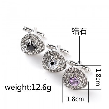1 Pair High grade Silver Plated Purple Crystal Rhinestone Cufflinks Wedding shirt Cuff Links Classic Luxury Jewelry 3 Color