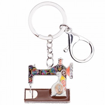 WEVENI Alloy Sewing Machine Key Chain Key Ring Handbag Decoration Charm Enamel Keychain Accessories New Trendy Jewelry For Women