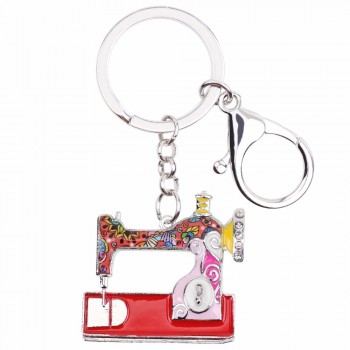 WEVENI Alloy Sewing Machine Key Chain Key Ring Handbag Decoration Charm Enamel Keychain Accessories New Trendy Jewelry For Women