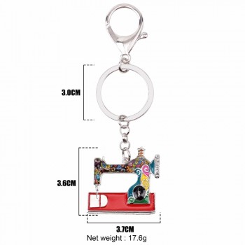 WEVENI Alloy Sewing Machine Key Chain Key Ring Handbag Decoration Charm Enamel Keychain Accessories New Trendy Jewelry For Women