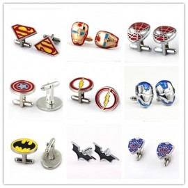 HSIC JEWELRY Metal Alloy Superhero Cuff Link Superman Spider-Man Iron Man  Captain America Cuff Buttons size 2cm*2cm