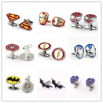 HSIC JEWELRY Metal Alloy Superhero Cuff Link Superman Spider-Man Iron Man  Captain America Cuff Buttons size 2cm*2cm