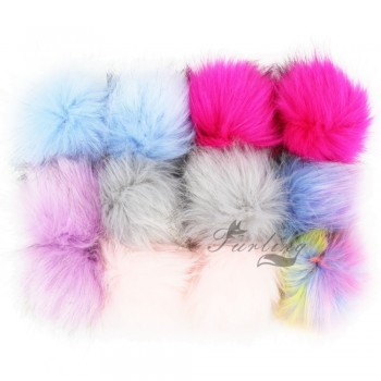 Furling 12pcs Pom Poms DIY Wholesale 10cm Soft Faux Fox Fur Pom Pom Ball for Knitting Hat  Accessories Keychain Accessory
