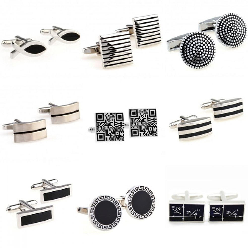 The Most Popular 9 Designs Black Color Enamel Epoxy Cufflink Cuff Link Free Shipping
