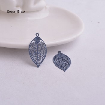 50pcs AA2592 15*28mm Painted Brass Leaves Charms Filigree Leaf  Earrings Findings Pendants DIY Jewelry Materials