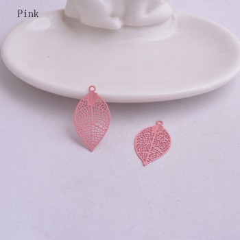50pcs AA2592 15*28mm Painted Brass Leaves Charms Filigree Leaf  Earrings Findings Pendants DIY Jewelry Materials