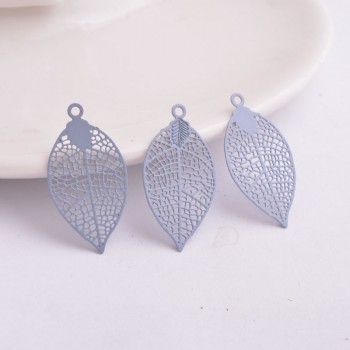 50pcs AA2592 15*28mm Painted Brass Leaves Charms Filigree Leaf  Earrings Findings Pendants DIY Jewelry Materials