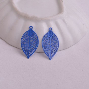 50pcs AA2592 15*28mm Painted Brass Leaves Charms Filigree Leaf  Earrings Findings Pendants DIY Jewelry Materials