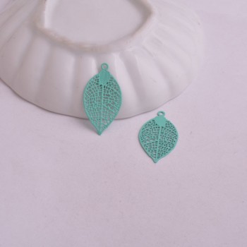 50pcs AA2592 15*28mm Painted Brass Leaves Charms Filigree Leaf  Earrings Findings Pendants DIY Jewelry Materials