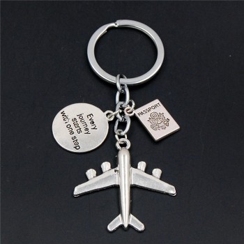 1PC Earth Airplane Keychains No Matter Where Pendant Travel Keyring Friendship Best Friend Jewelry Diy Handmade