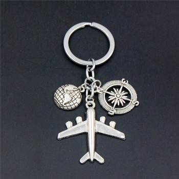 1PC Earth Airplane Keychains No Matter Where Pendant Travel Keyring Friendship Best Friend Jewelry Diy Handmade