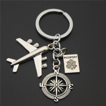 1PC Earth Airplane Keychains No Matter Where Pendant Travel Keyring Friendship Best Friend Jewelry Diy Handmade