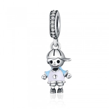 WOSTU Hot Sale 925 Sterling Silver Lovely Girl Boy Pendant Charm fit Beads Bracelet Necklace DIY Jewelry Daughter Gift CQC543
