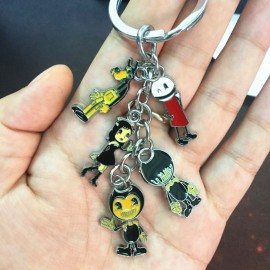 New batim Bendy metal Keychain Keyring 5 pendant Henry Joey ink machine zinc alloy key ring backpack Pendant Costume kids gift