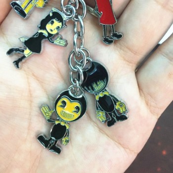New batim Bendy metal Keychain Keyring 5 pendant Henry Joey ink machine zinc alloy key ring backpack Pendant Costume kids gift