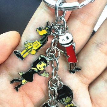 New batim Bendy metal Keychain Keyring 5 pendant Henry Joey ink machine zinc alloy key ring backpack Pendant Costume kids gift
