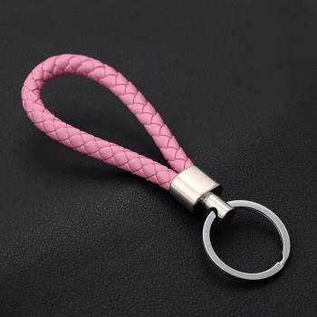 Fashion Handmade Leather Rope Woven Keychain Metal key rings Key Chains Men or Women Key Holder Key Cover  Auto Keyring Gifts
