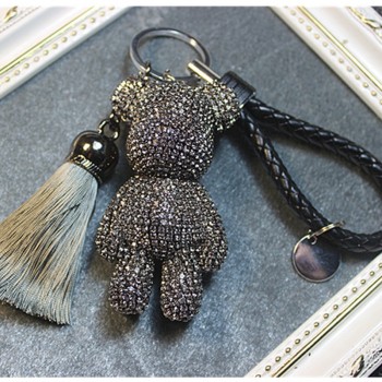 Bomgom Rhinestone Cartoon Gloomy Bear Keychain  Car Tassel Key Chain Ring Holder Pendant For Bag Charm Chaveiro llaveros mujer