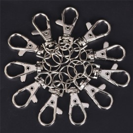 10Pcs Alloy Metal Key Chain Holder DIY Classic Silver Split Lobster Key Bag Hooks Clasp Clips Key Ring