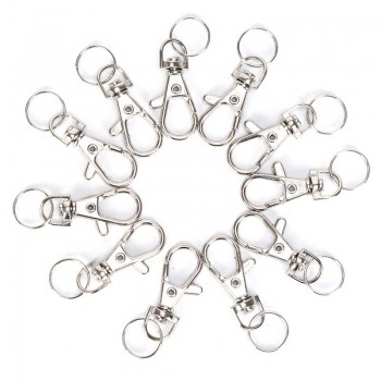 10Pcs Alloy Metal Key Chain Holder DIY Classic Silver Split Lobster Key Bag Hooks Clasp Clips Key Ring