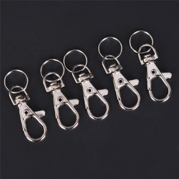 10Pcs Alloy Metal Key Chain Holder DIY Classic Silver Split Lobster Key Bag Hooks Clasp Clips Key Ring