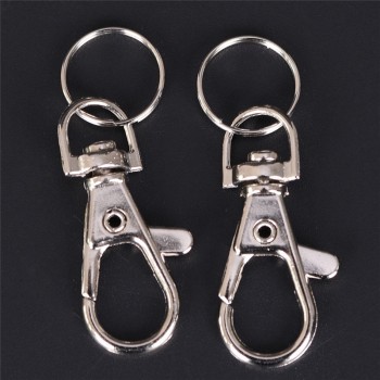 10Pcs Alloy Metal Key Chain Holder DIY Classic Silver Split Lobster Key Bag Hooks Clasp Clips Key Ring
