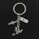 Fashion 30mm Key Chain Keychain Jewelry Silver fisherman boat love fishing fish Pendant