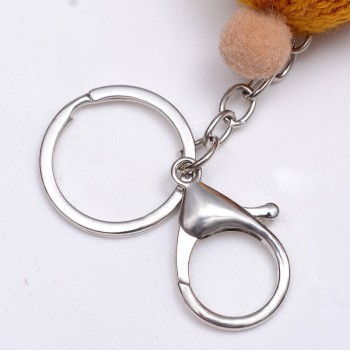 SUKI Cute Fluffy Sleeping Baby Keychain Pompom Faux Fur Ball Key Chain Car Keyring Women Key Holder Bag Pendant Charm Jeweler