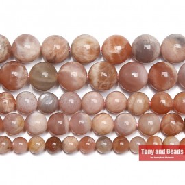 Free Shipping Natural Peach Moonstone Round Loose Beads 15 Strand 6 8 10MM Pick Size For Jewelry Making SAB15