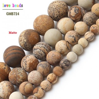natural dull polish matte picture stone beads for jewelry making 15inches natural stone beads 4/6/810mm free shipping