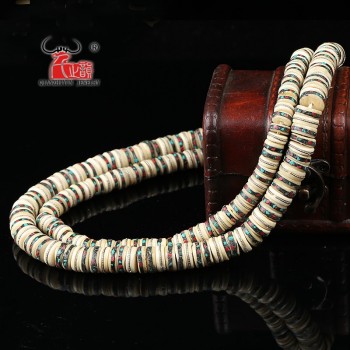 10PCS Natural beef bone inlaid with copper coral songstone Tibetan buddhist beads DIY accessories. beads for jewelry making
