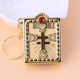 English Spanish Mini HOLY Bible Keychain Religious Christian Jesus Cross Key Chain Women Prayer God Bless Gift Souvenirs Keyring