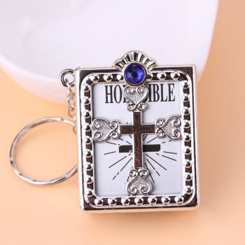 English Spanish Mini HOLY Bible Keychain Religious Christian Jesus Cross Key Chain Women Prayer God Bless Gift Souvenirs Keyring