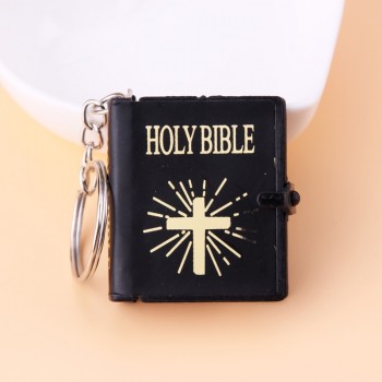 English Spanish Mini HOLY Bible Keychain Religious Christian Jesus Cross Key Chain Women Prayer God Bless Gift Souvenirs Keyring