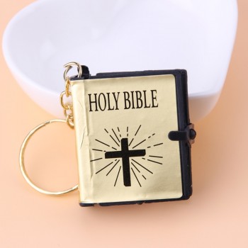 English Spanish Mini HOLY Bible Keychain Religious Christian Jesus Cross Key Chain Women Prayer God Bless Gift Souvenirs Keyring