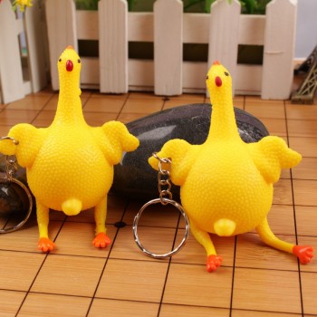 New Funny Spoof Tricky Gadgets Green Dinosaur Beans Toy Chicken Egg Laying Hens Crowded Stress Ball Keychain Keyring Relief Gift