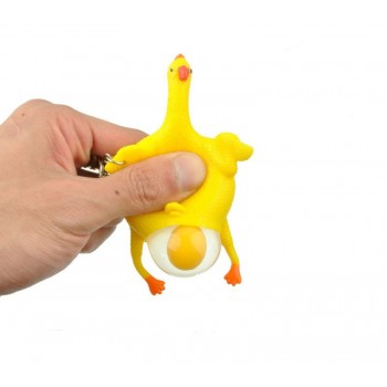 New Funny Spoof Tricky Gadgets Green Dinosaur Beans Toy Chicken Egg Laying Hens Crowded Stress Ball Keychain Keyring Relief Gift