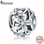 BAMOER 100% 925 Sterling Silver Flourishing Flowers Charm Beads fit Women Charm Bracelets amp; Necklaces Jewelry Making SCC729