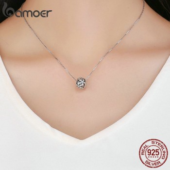 BAMOER 100% 925 Sterling Silver Flourishing Flowers Charm Beads fit Women Charm Bracelets amp; Necklaces Jewelry Making SCC729