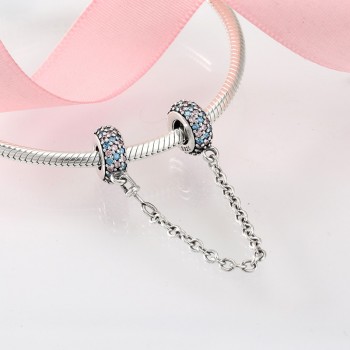 Real 925 Sterling Silver charms Bead heart flower round shape Safety Chain Fit Original Pandora Charm Bracelet Jewelry making