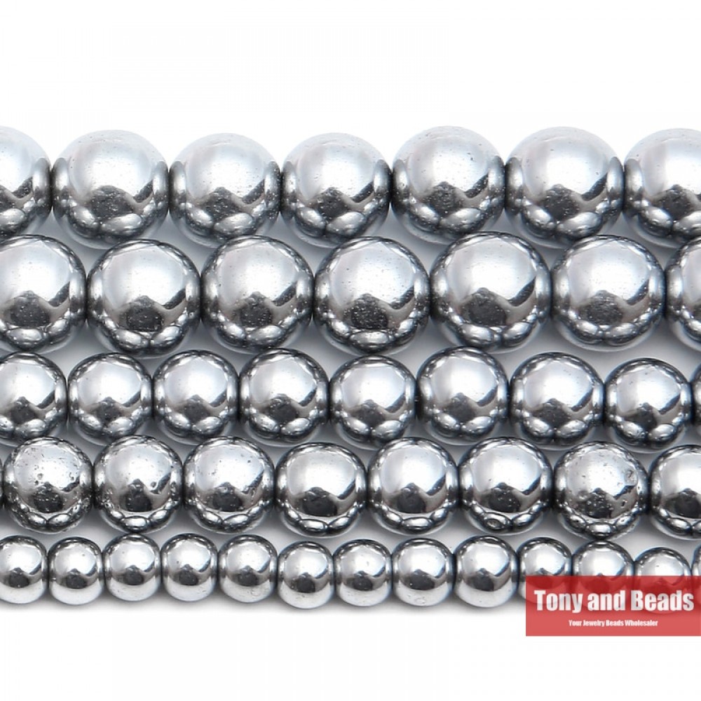 Free Shipping Natural Stone Silver Plated Hematite Shamballa Beads 4 6 8 10 MM 15 Per Strand Pick Size For Jewelry Making HB15