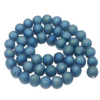 Natural Stone Metallic Titanium Coated Natural Druzy Quartz Agat Round Beads For Jewelry Making DIY Bracelet 6/8/10/12 MM Strand