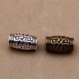 20pcs/lot Size 11*5mm  Antique Silver/Bronze Spacer Beads Tube Round Metal Big Hole Charm Beads for Bracelet DIY Jewelry Making