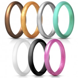 7pcs/lot Flexible Silicone Ring 2.7mm Hypoallergenic Sports Food Grade Environmental Rubber Finger Rings for Women Wedding Band